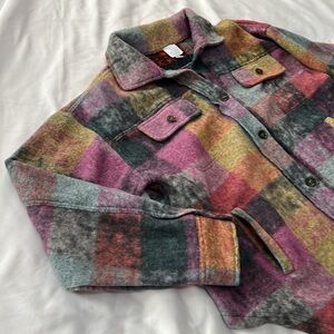 Mint Multi-color Super Soft Oversized Button Down Flannel Shirt Jacket